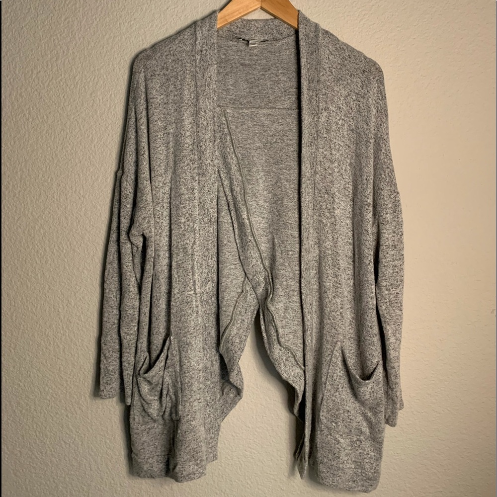 Open back cozy grey cardigan